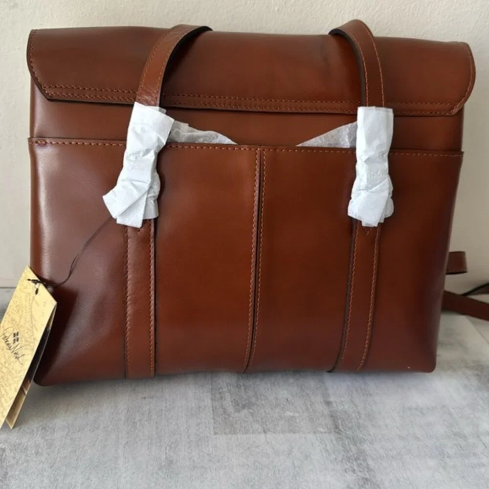 PATRICIA NASH Tan Heritage Leather Amersham Multi Pocket Messenger Bag